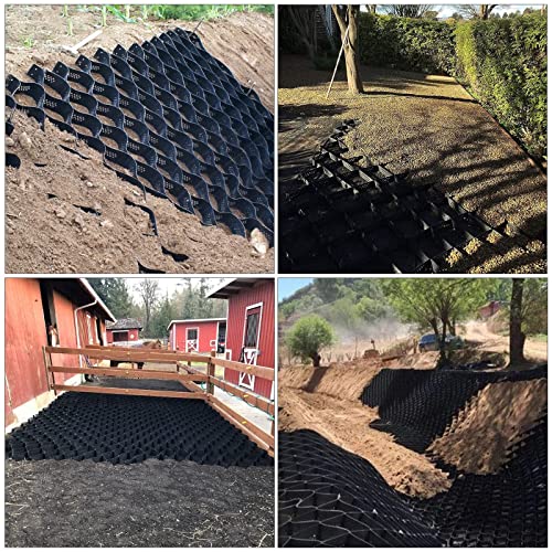 Geocell Ground Grid, Sidewalks Ground Grid Stabilizer 2 Inch for Gravel/Cement/Sand,Cuttable Geo Grid Paver for Garden, Shed Base, Driveway & Patios, Filled Load 3000KG ( Color : W x L , Size : 1m x 2