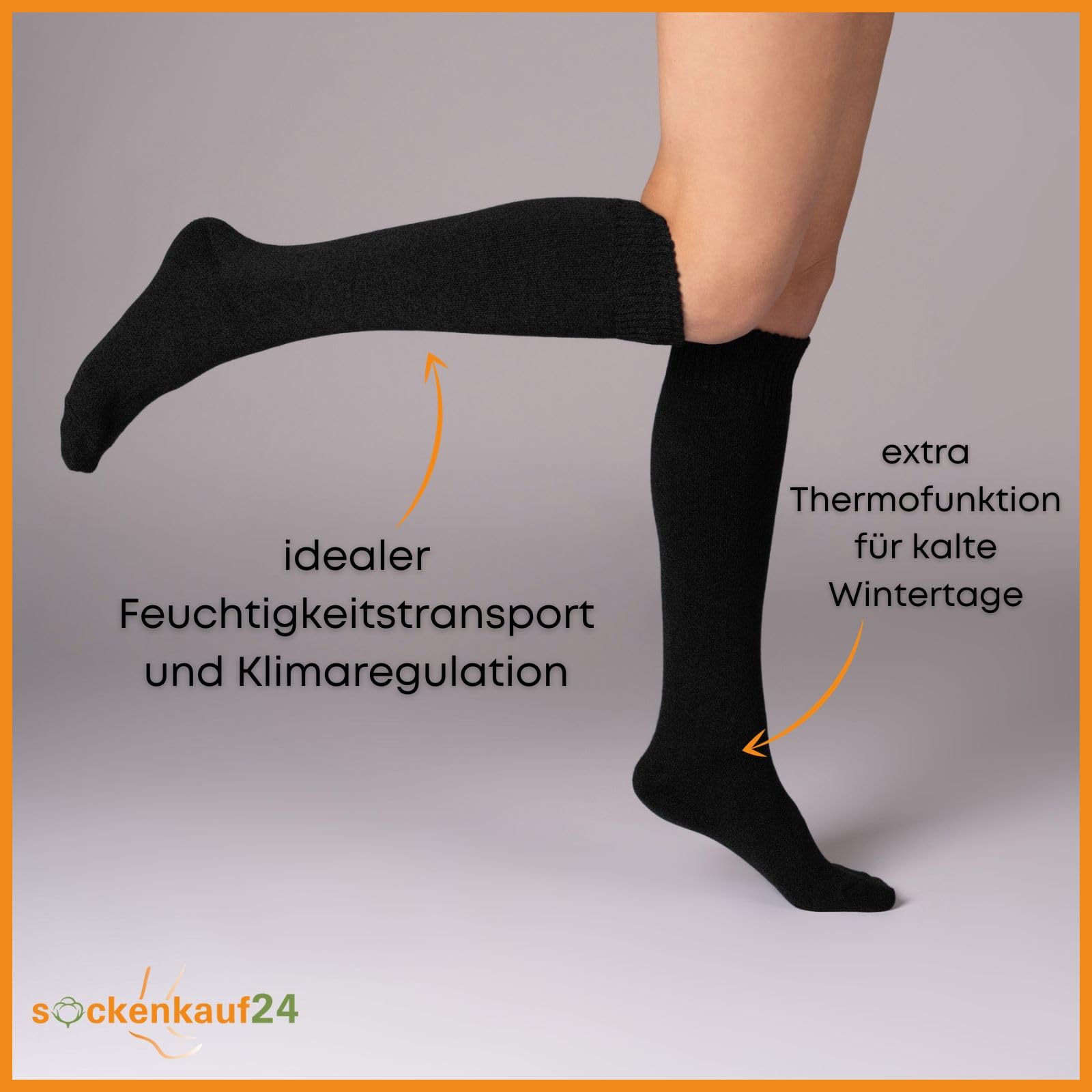 sockenkauf24 4 Paar Herren THERMO Kniestrümpfe Winter Innenfrottee Vollfrottee extra warm