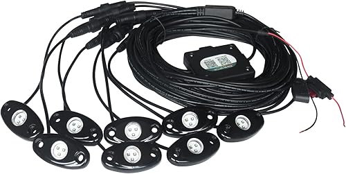 TJX-Inc Kit de 8 luces LED RGB de neón multicolor para todoterreno, camión, automóvil, ATV, SUV, vehículo, barco, debajo de la carrocería, luces de