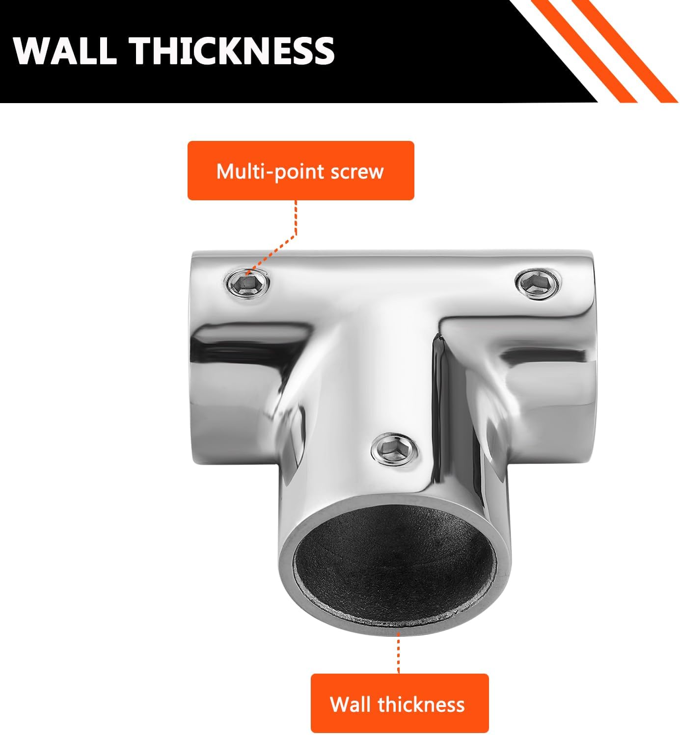 Boat Handrail Tee, 316 Stainless Steel 90 Degree Marine-Grade T Connector for OD Handrail Tube, Mirror-Polished Heavy-Duty T Joint for Yacht Deck Railing(4 Pack)