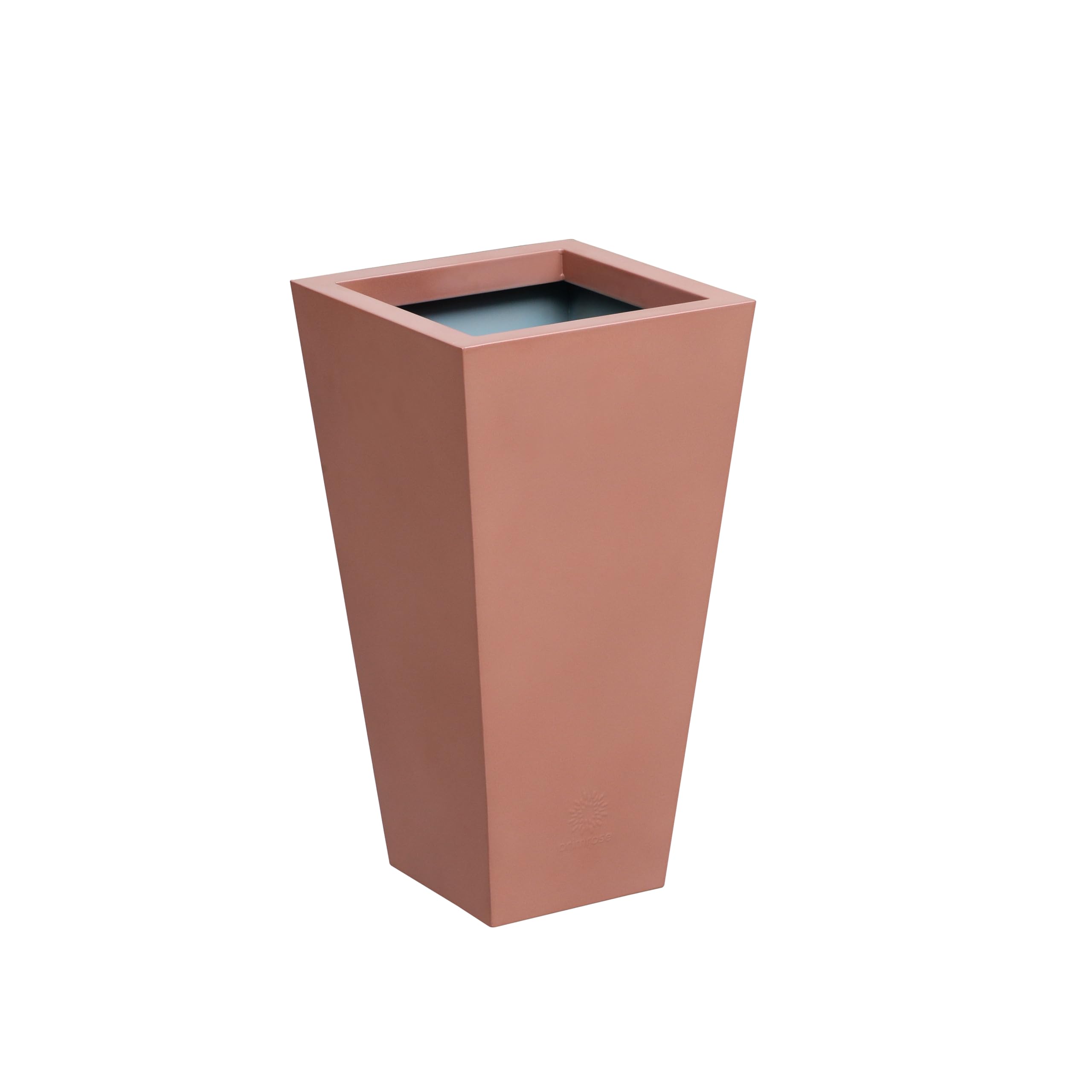 Primrose Frost and Rust-Resistant Outdoor Zinc Flared Square Planter in a Copper Finish Small 48cm (18.9in)
