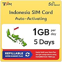 Vista 1 de Tarjeta SIM de Indonesia 5 días 1GB/día Activación automática Hotspot permitido Sin número de teléfono Plan recargable a través