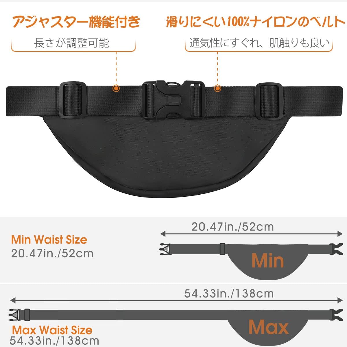 [HOUSMART] ウエストポーチ メンズ レディース ウエストバッグ ランニング ポーチ YKKファスナー 収納力 デジカメ/ipad mini7.9インチ/iPhone 7 Plus/ペット ボトルまで 旅行 ランニング 仕事 作業用 4ポケット 軽量