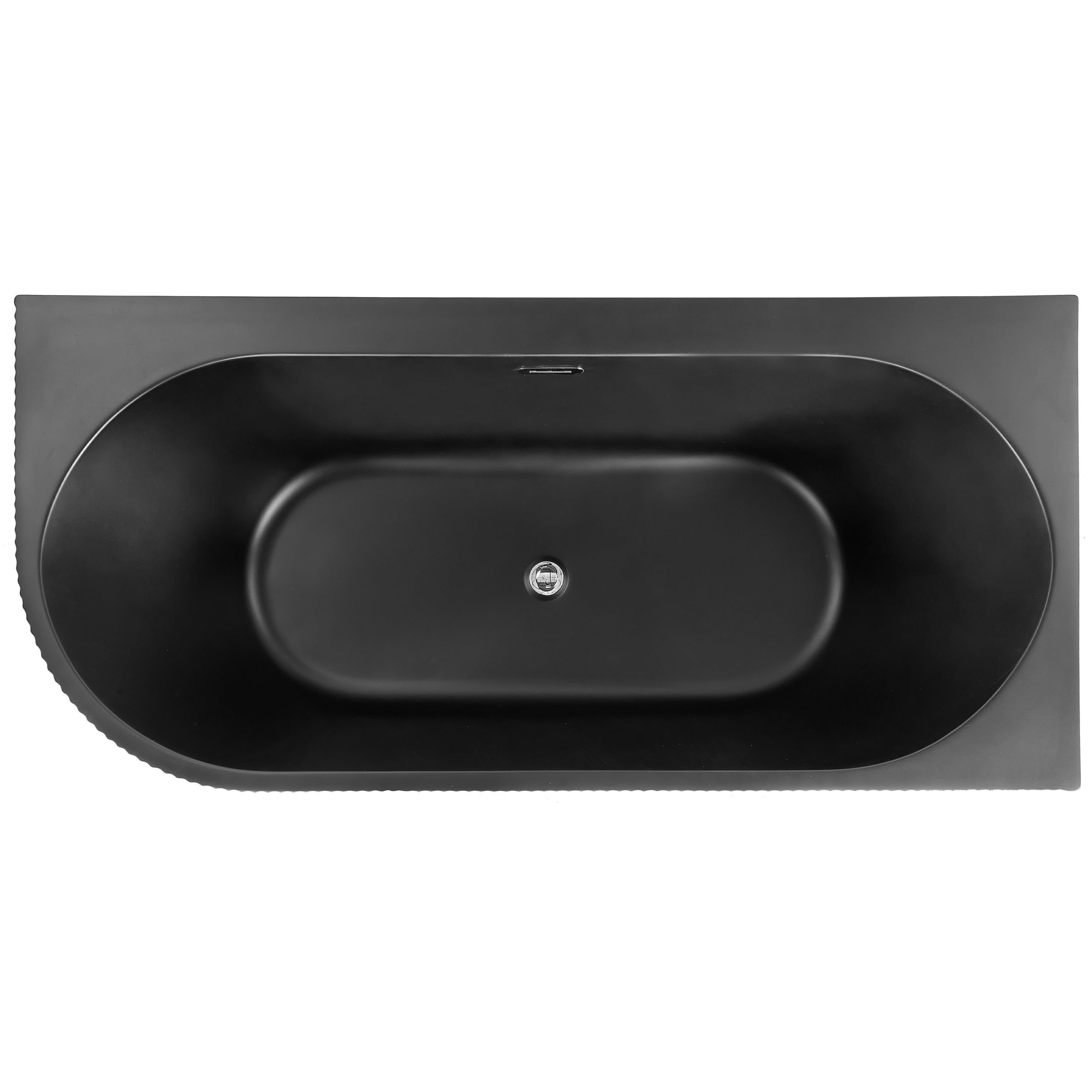 Bañera esquinera de acrílico negro izquierda 161 cm x 80 cm acabado estriado rectangular Gocta