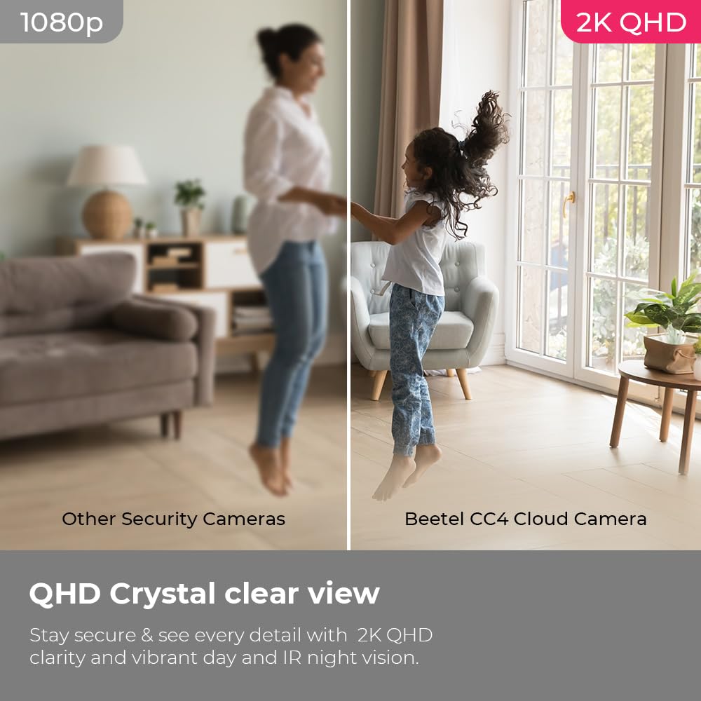 Beetel 4MP 3X Zoom QHD Dual Wi-Fi Band(2.4 & 5GHz) CCTV Home Security Camera|360° Pan Tilt|2-Way Talk|Motion Alert/Tracking|Night Vision|SD Card(Upto 256 GB),Alexa & Google... - Image 2