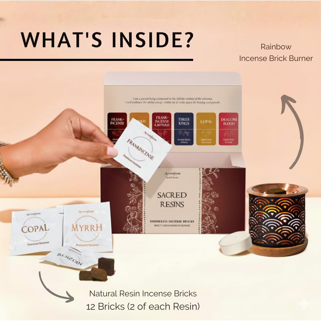Juego de regalo de ladrillos de incienso sin humo y quemador de arco iris, 6 aromas, Aromafume