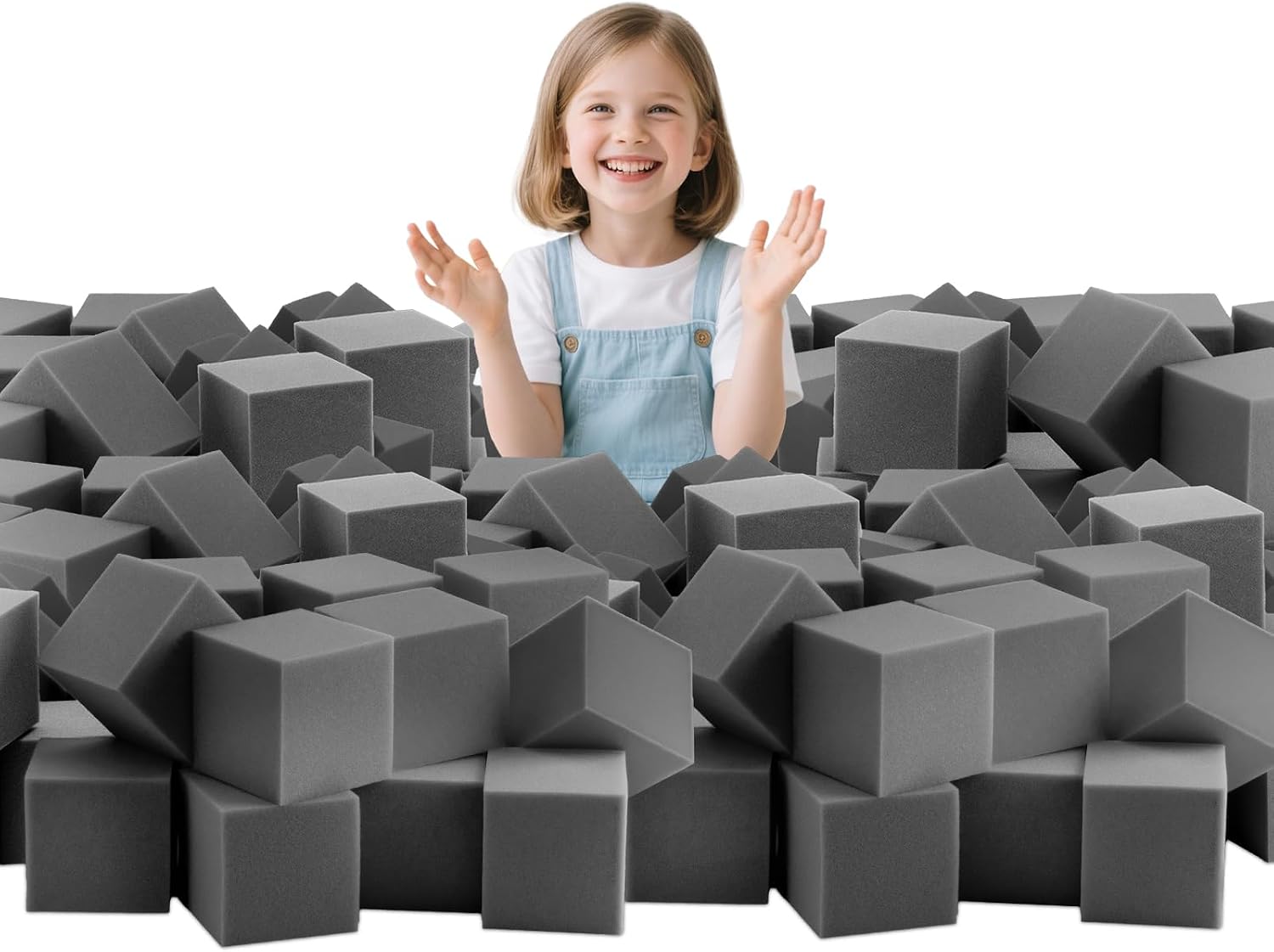 TRENDBOX 24PCS 5" x 5" x 5" Foam Pit Blocks Sponge Cubes Foam Pit Cubes Sponge Blocks for Amusement Park, Gymnastics, Freerunning and Parkour Courses - Black & White
