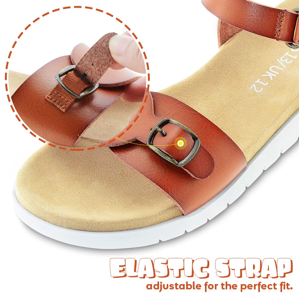 Vonair Girls Sandals Strappy Cute Flats Dress Sandals for Girls Kids Summer Shoes Open Toe with Hook Loop2