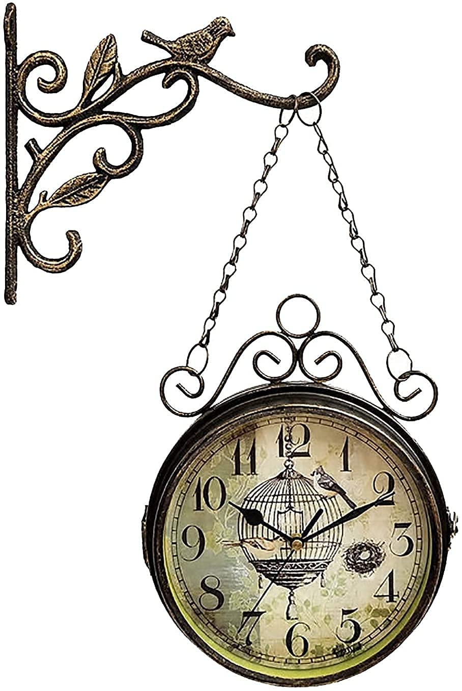 Orologio da parete da giardino, resistente alle intemperie, per esterni, 30,5 cm, retro double-face, per interni ed esterni, da appendere e decorazione antica, orologio da parete per esterni e