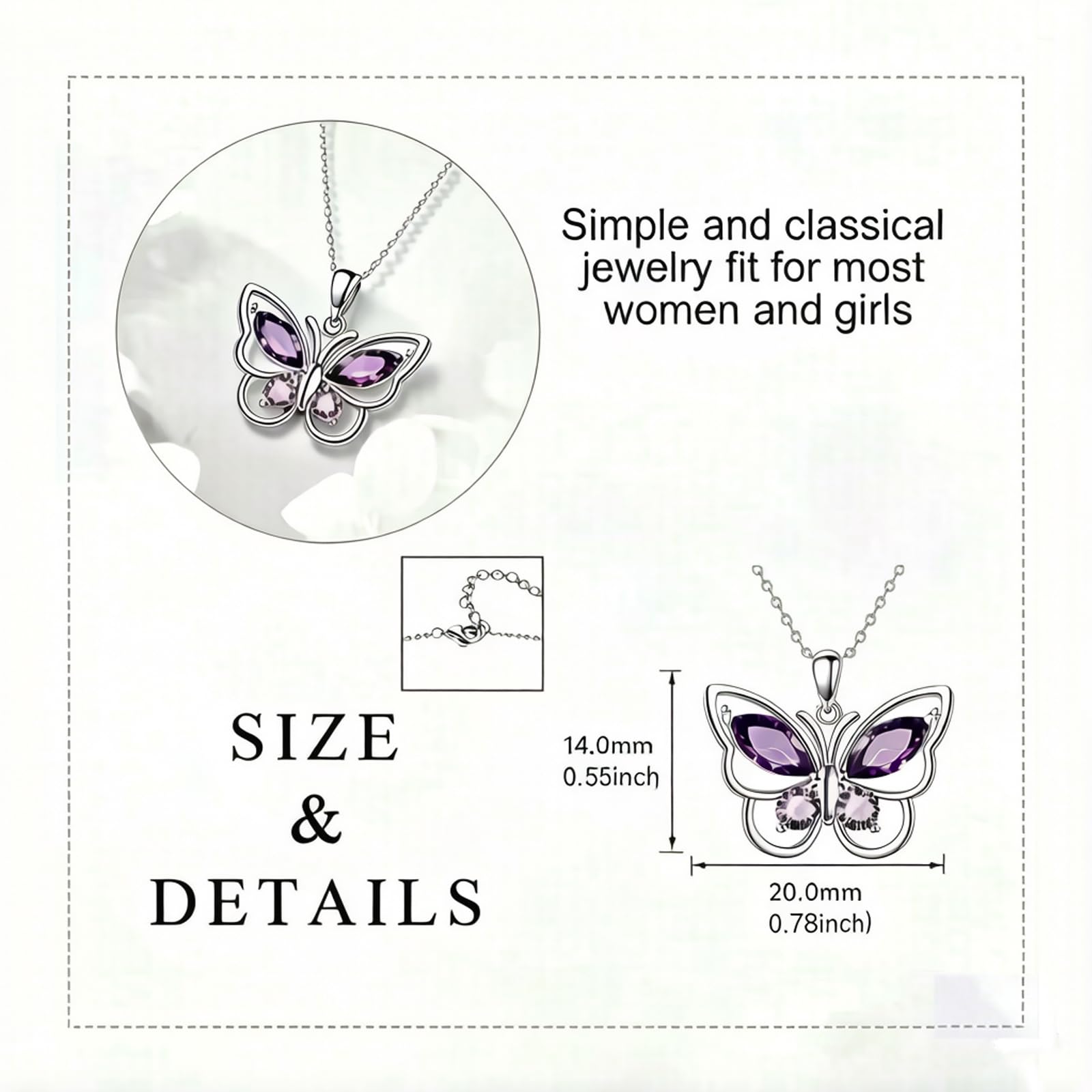 POPLYKE Schmetterling Halskette 925 Sterling Silber Kette Anhänger Schmetterlinge Schmuck Geschenke für Damen