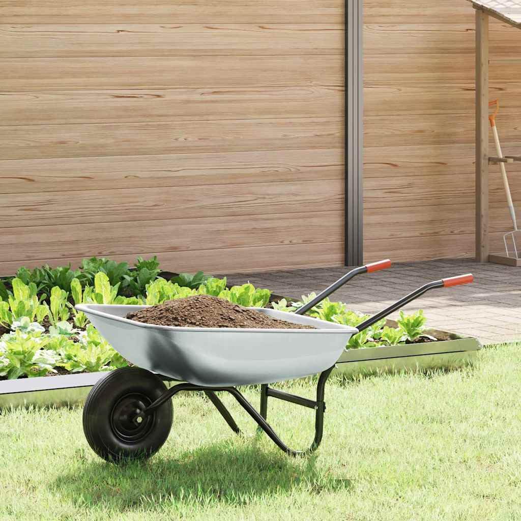 Carretilla de jardín (133 x 62,5 x 58 cm, acero, carretilla de jardín, carretilla de astillero