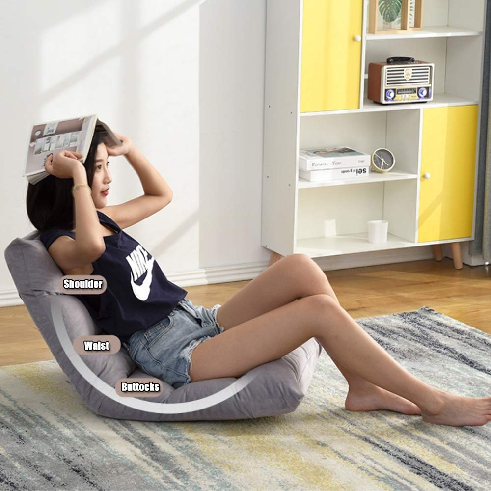 Silla plegable de suelo ajustable en 6 ángulos, esponja de alta resistencia, agradable al tacto, lavable, diseño ergonómico, ideal para leer, meditar, yoga