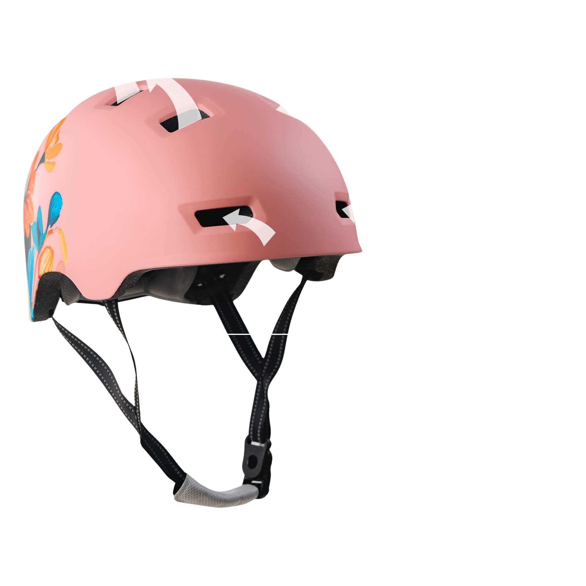 Crazy Safety Rampage Fleur Rose | Casque pour vélo, Skateboard, Rollers et BMX | Casque de vélo pour Hommes, Femmes et Enfants | L (57-61cm) | Casque Ajustable pour skateurs et Cyclistes