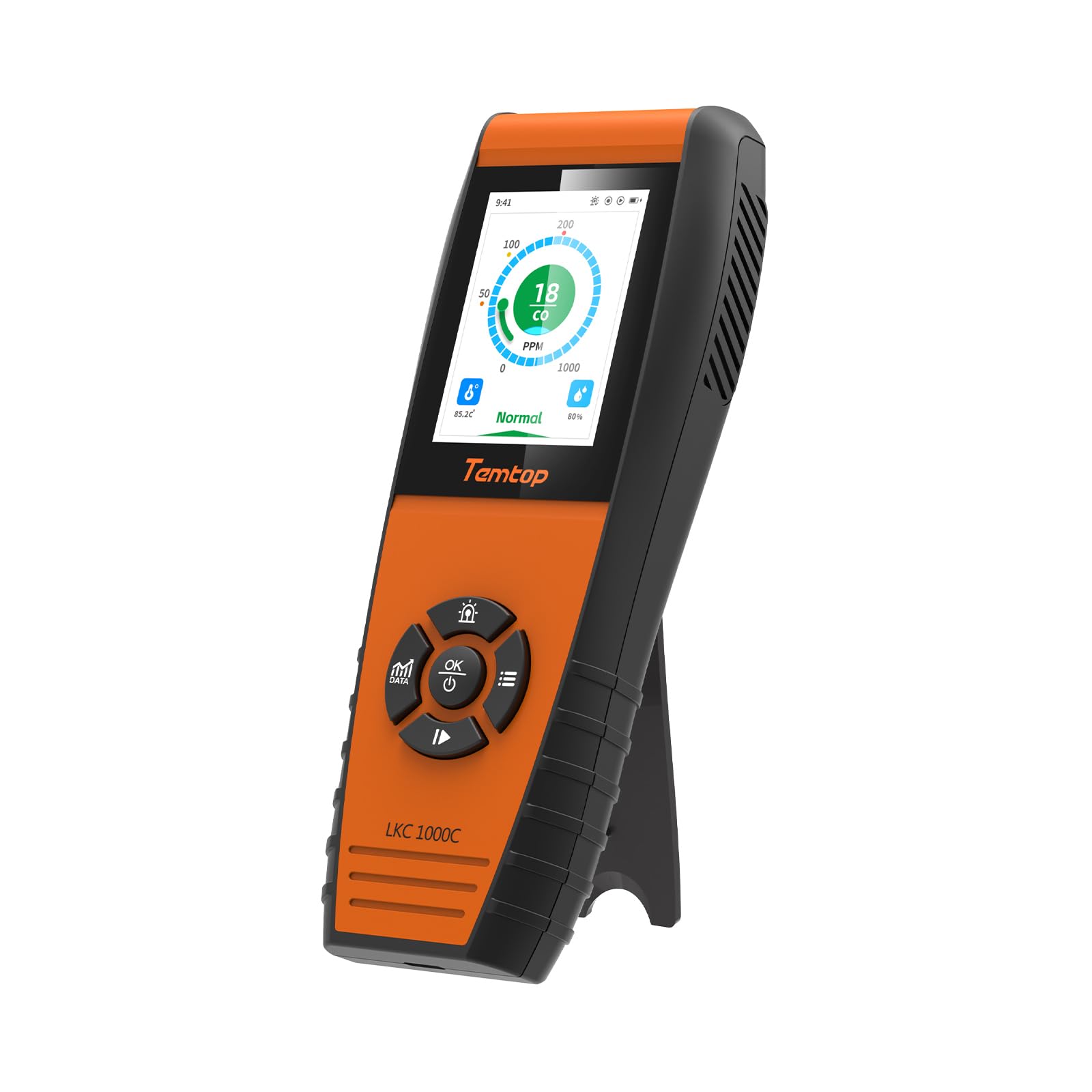 Temtop LKC-1000C Portable C-O-Detektor mit Temperatur- und Feuchtigkeitsanzeige, Messbereich 0–1000 ppm, TFT-Farbdisplay, individuelle Alarme für zu Hause/Garage/Sicherheitsüberwachung