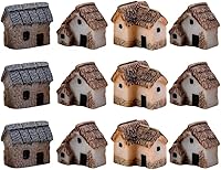 MHFOOU 12-Piece Miniature Fairy Garden Stone Houses - Resin Moss Cottages for DIY Terrariums, Bonsai & Outdoor Decor