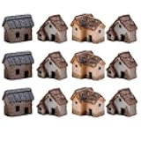 Miniature Fairy Garden Stone House - 12 Pieces Resin Moss Mini Cottage for Home Decoration & Outdoor Decor