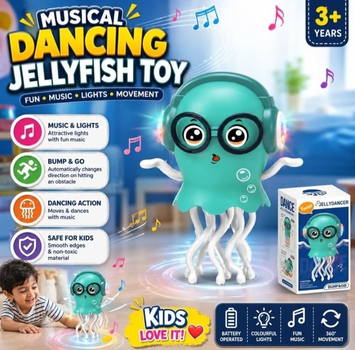 Image of Dancing Jellyfish Toy with Light Up Musical Features and 360 Degree Rotating Tentacles, for Kids Boys Girls