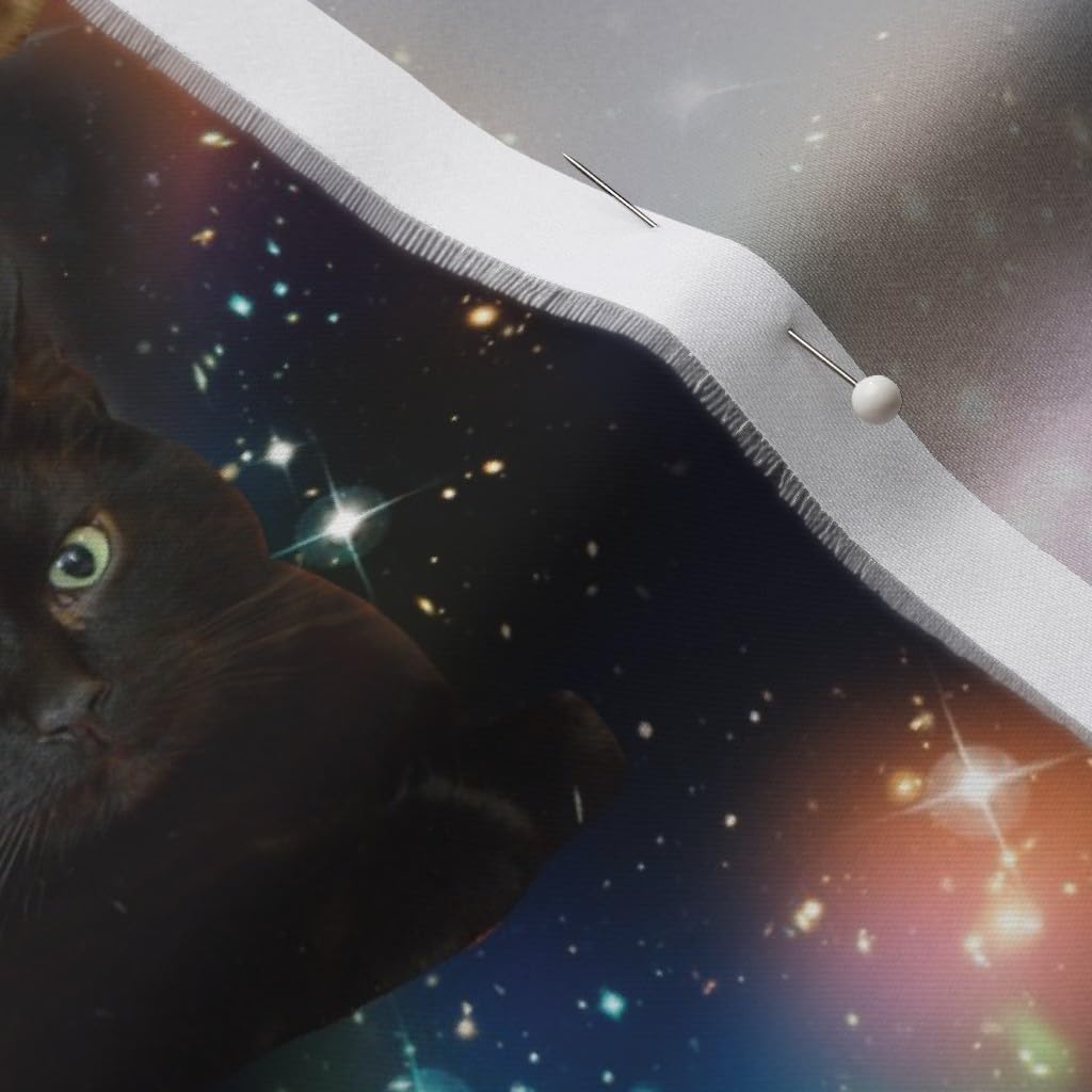 Spoonflower Fabric - Galaxy Cats Space Kitties Funny Animals Stars Printed on Organic Cotton Sateen Fabric by The Yard - Sewing Quilting Apparel Home Decor
