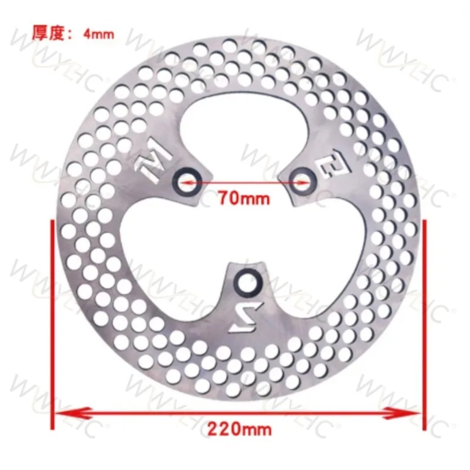 1PCS 220mm 3 fori Acciaio inox Disco anteriore posteriore(1 set)