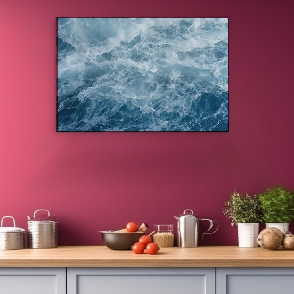 Canvas for Living room. Unleashing the Power of the Ocean: A Dynamic Aerial Dance of Waves, 27 x 18 inch Canvas Wall Art - Contemporary Masterpieces - Modern Home Decor - 69x46 cm (27x18 inch)