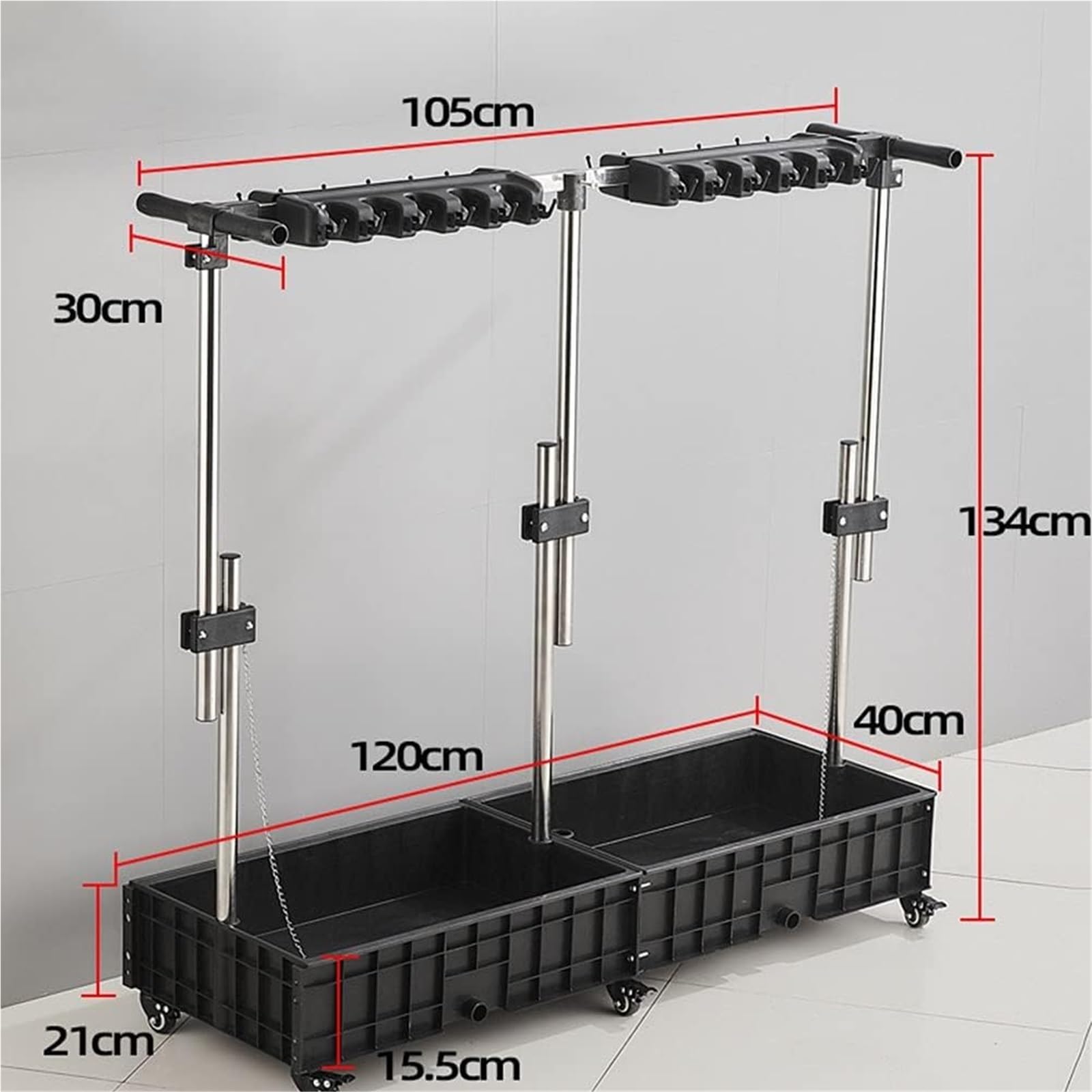 Soporte Para Fregona Y Escoba, Soporte Para Fregona Y Escoba, Colgador U Organizador De Herramientas De Acero Inoxidable, Estante Para Fregona Húmeda Con Escurridor, Util,Silver-20 tow 24 hooks