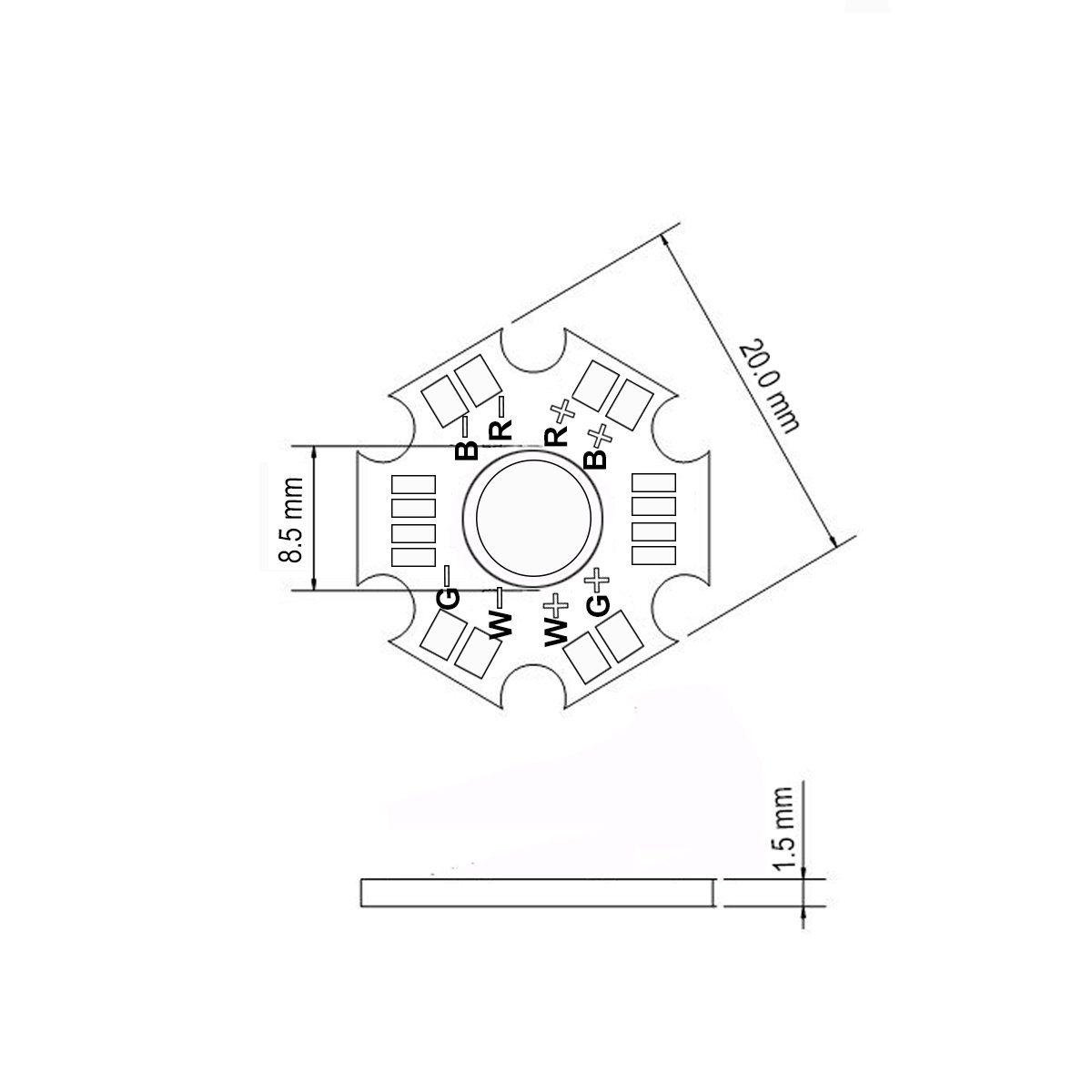 CHANZON placa Base de aluminio para disipador de calor, 1W, 3W, 5 W CHANZON placa Base de aluminio para disipador de calor, 1W, 3W, 5 W