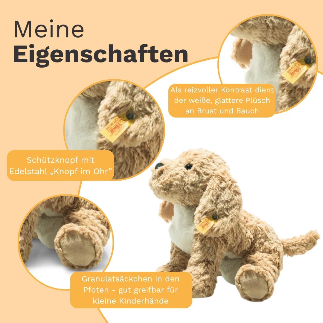 Steiff Soft Cuddly Friends Berno Goldendoodle 26 cm, Kuscheltier für Kleinkinder & Kinder, weich und kuschelig, waschmaschinenfest, Beige