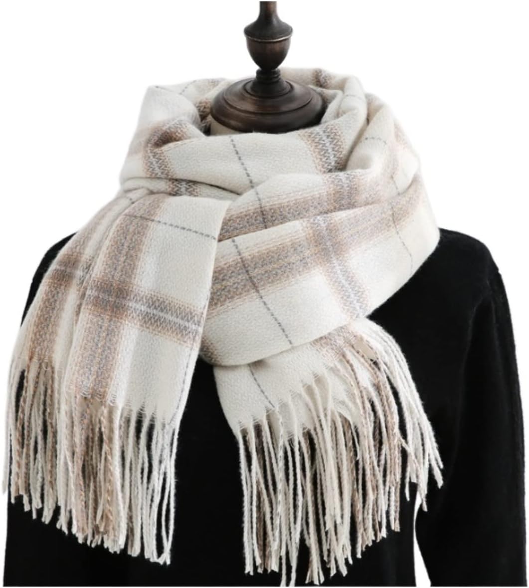Scarf Shawl Scarves Wraps Plaid Winter Soft Scarf Shawl Warm Woven Fringe Scarf For Lady