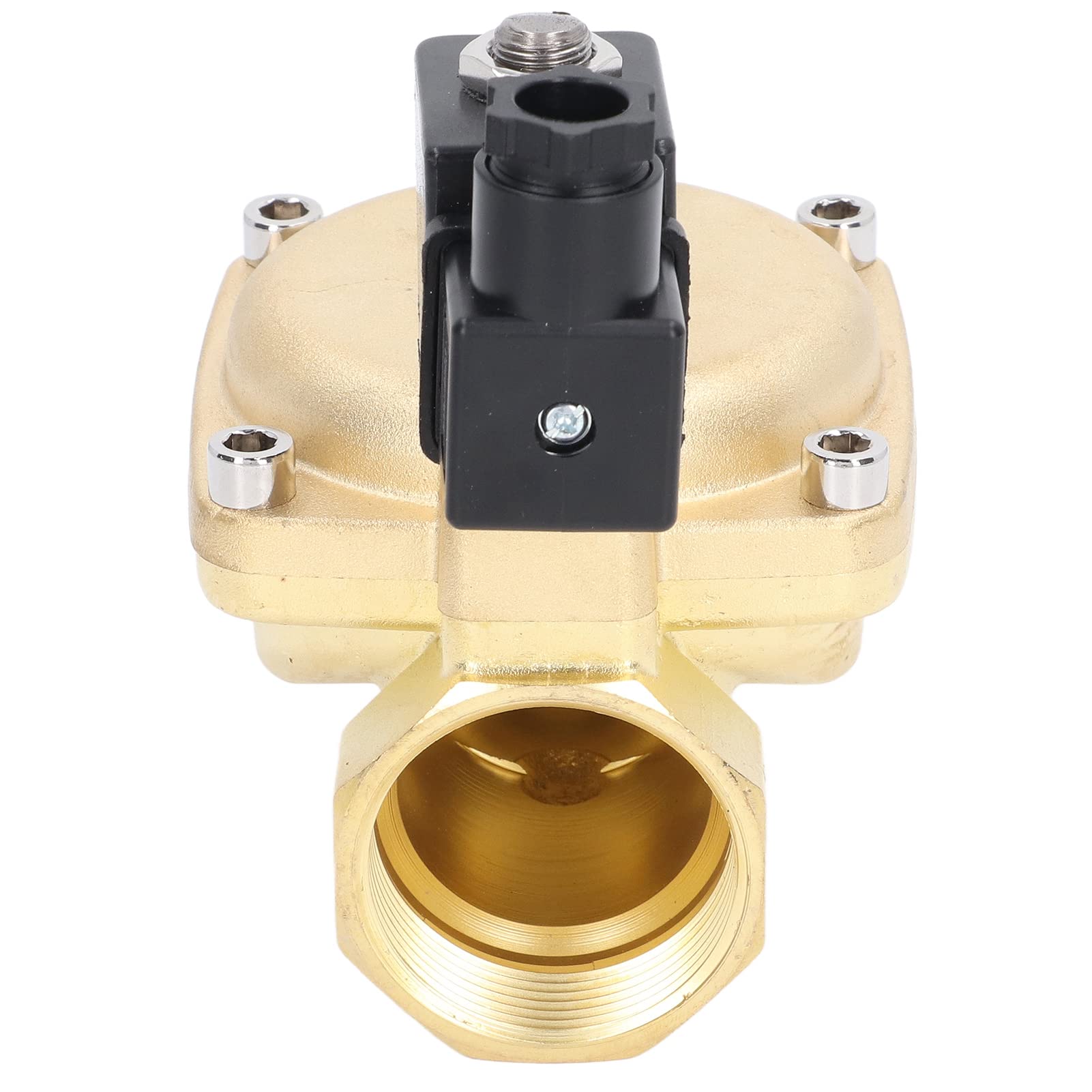 FTVOGUE Zawór Elektromagnetyczny Mosiężny 2-drogowy Zawór Normalnie Zamknięty G2in AC220V 50 Mm Apertura 72 do 176F IP65 do Kontroli Powietrza i Wody w Oleju w Przemysłowych Systemach Rurowych