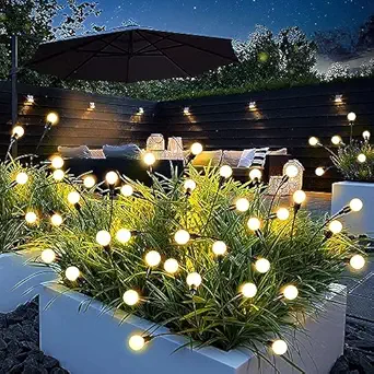 4-Pack Solar Firefly Lights 40 LED Starburst Swaying Garden Solare Powered Light Outdoor Warm White LED Lights for Landscape, Pathway, Yard, Wind Dancing Water-Proof Firefly Lights Solar Lamp