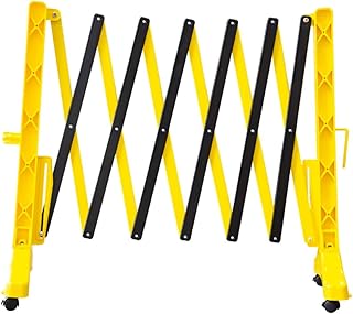 Berry Foldable Safety Barrier Yellow - 350CM | Plastic Expandable Barricade for Pedestrian Safety | Portable Mobile Barricade Fence with 4 Wheels