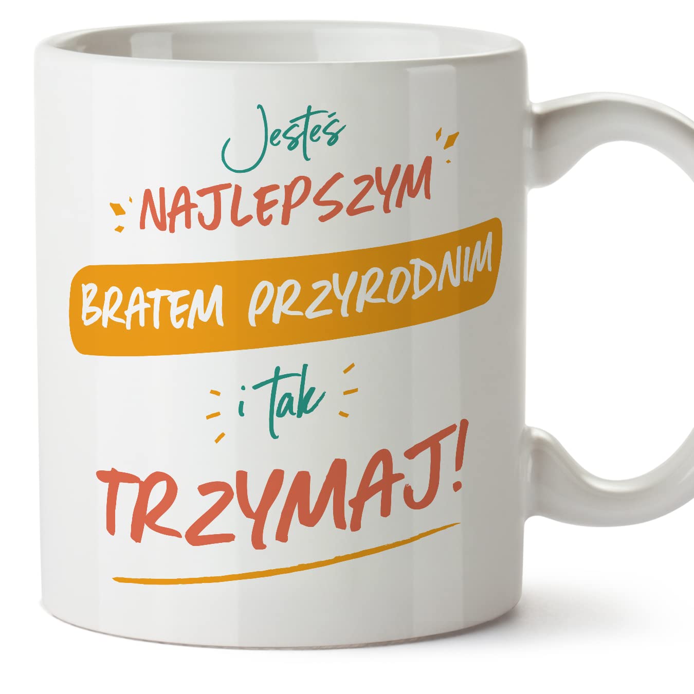 MUGFFINS Stepbrother Mug - in Polish - Jesteś najlepszy tak trzymaj - Funny Gift - Ceramic 11oz Mug