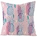 Lieson Funda de almohada de 18 x 18 pulgadas, funda de cojín para exteriores, color rosa y azul, 45 x 45 cm, diseño de piña, lino