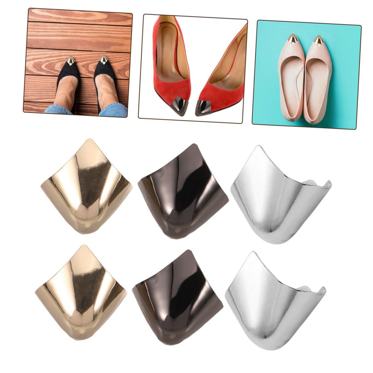 FOMIYES 3 Pares De Puntas De Talón Punteras Decorativas De Dedos De Hierro Para Pies Cubierta Protectora Para Zapatos
