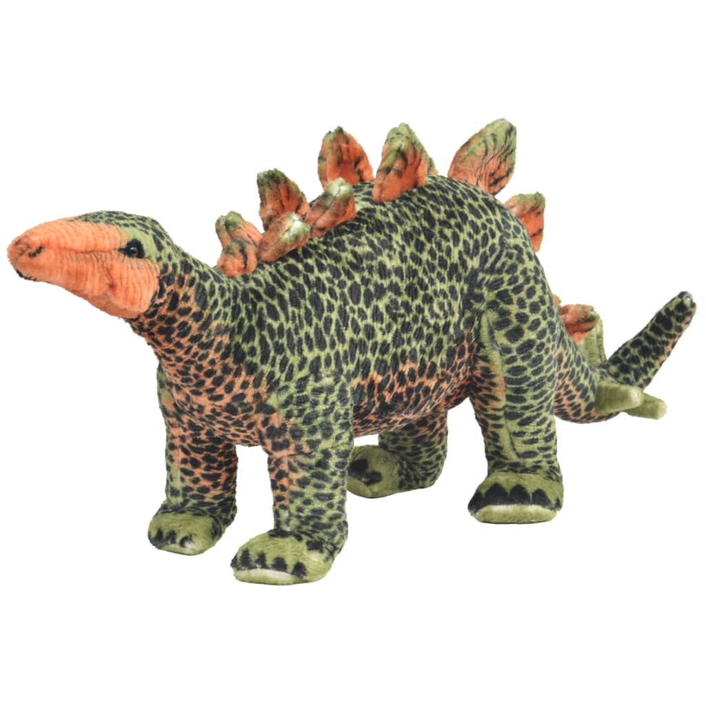 vidaXL Dinosaurio Estegosaurio de Peluche de Pie Grande Verde y Naranja XXL
