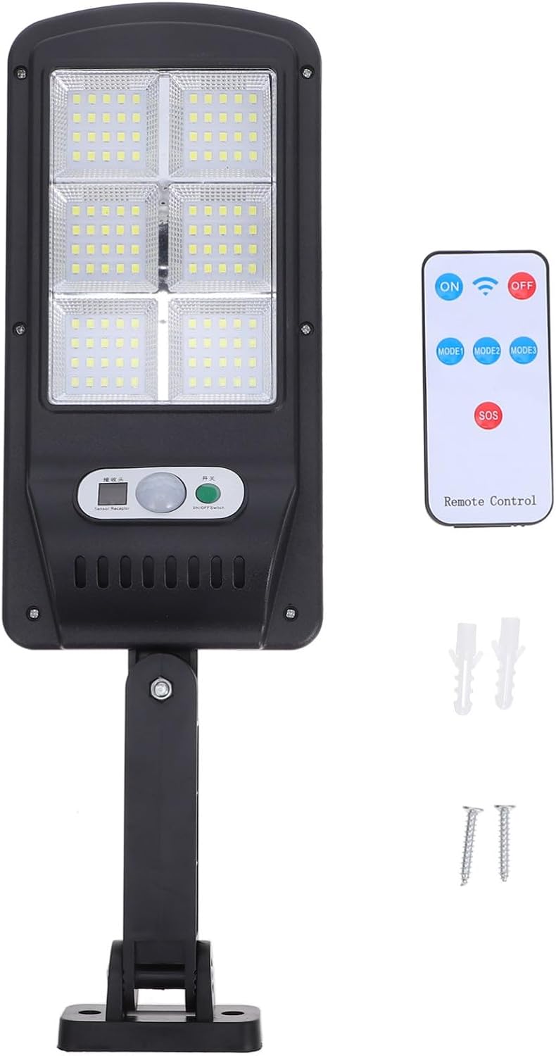 NUOBESTY Solar Street Light Outdoor 120 LED Remote Control Solar Parking Lot Light with Pole for Patio Road Yard Garden Commercial Area Lighting