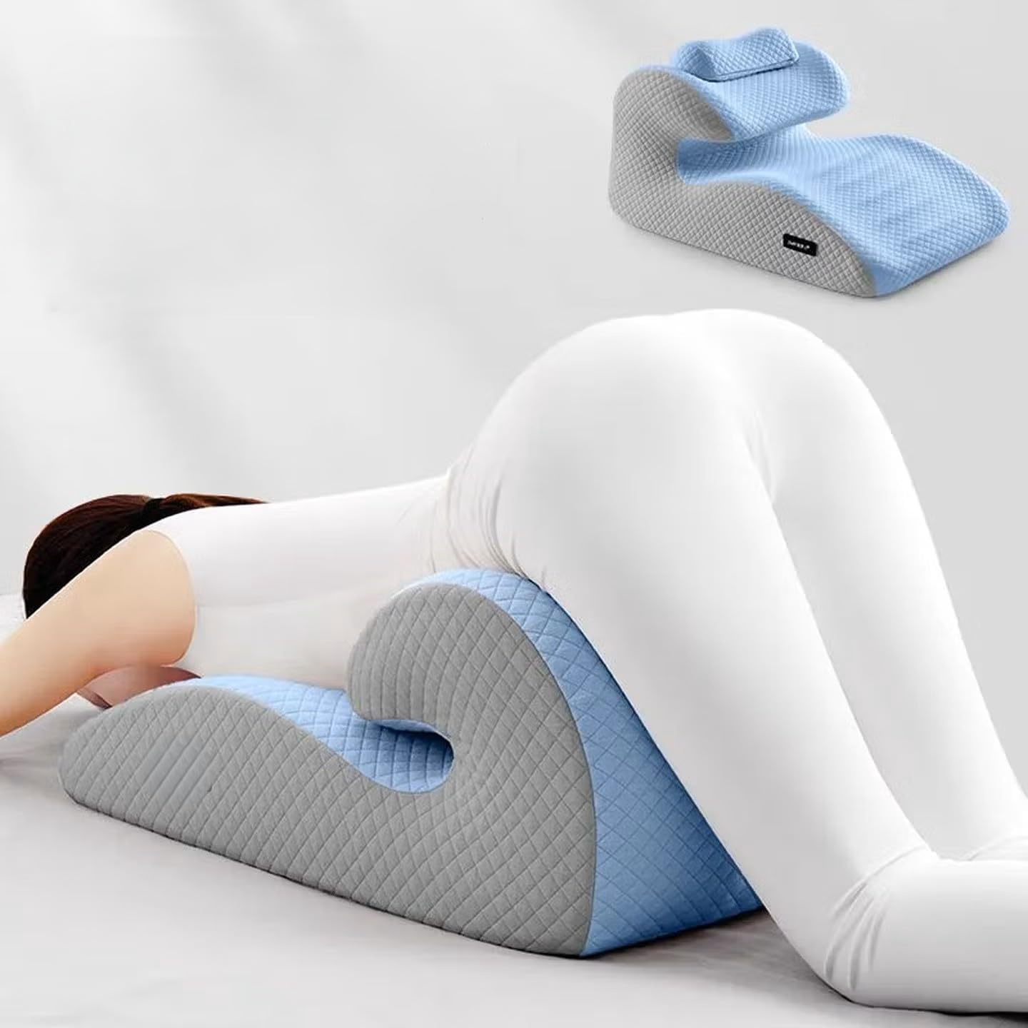 Blue Memory Foam Positioning Sex Pillow, Triangle Support Cushion for Couples -Ergonomic Support for Back Pain, Acid Reflux & Sitting Up, Ideal for Massage, with Removable Cover