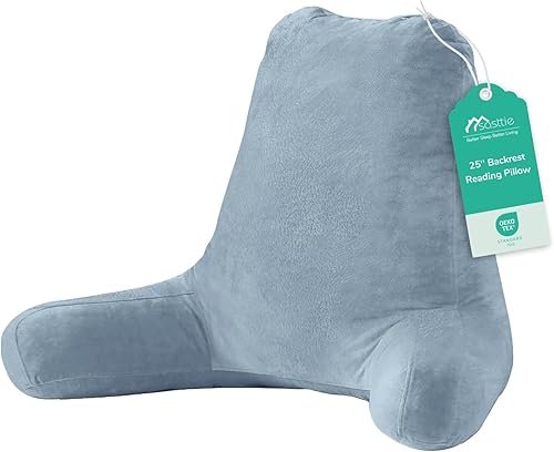 Miniatura 16 de Sasttie Almohadas de lectura, 25 pulgadas, para sentarse en la cama, terciopelo, jumbo, respaldo alto XL, apoyo de espalda para sofá y piso,