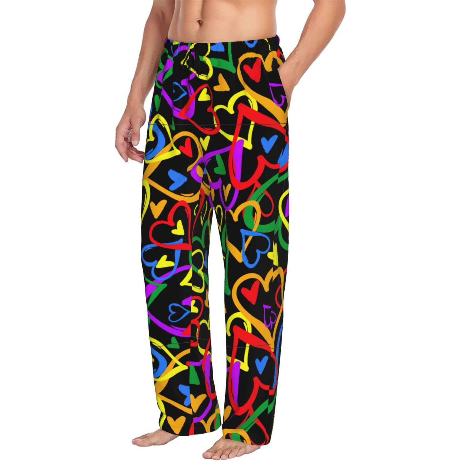 Men's Gay Pride Rainbow Print Sleepwear Pajama Pants,soft Drawstring Lounge Sleep Pants with Pockets