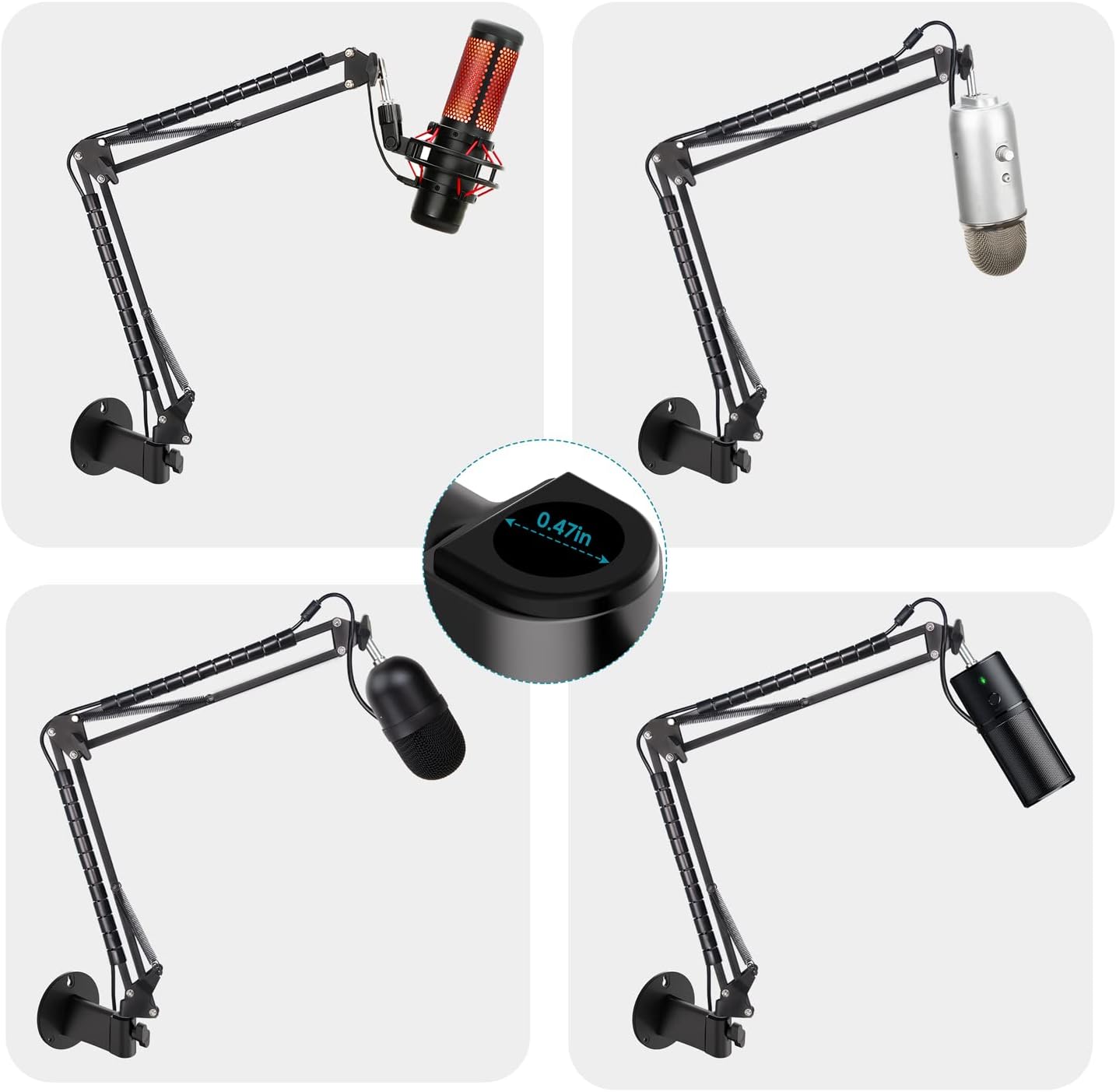 YOUSHARES Wall Mount Boom Arm Wall Mount Microphone Holder for Stand