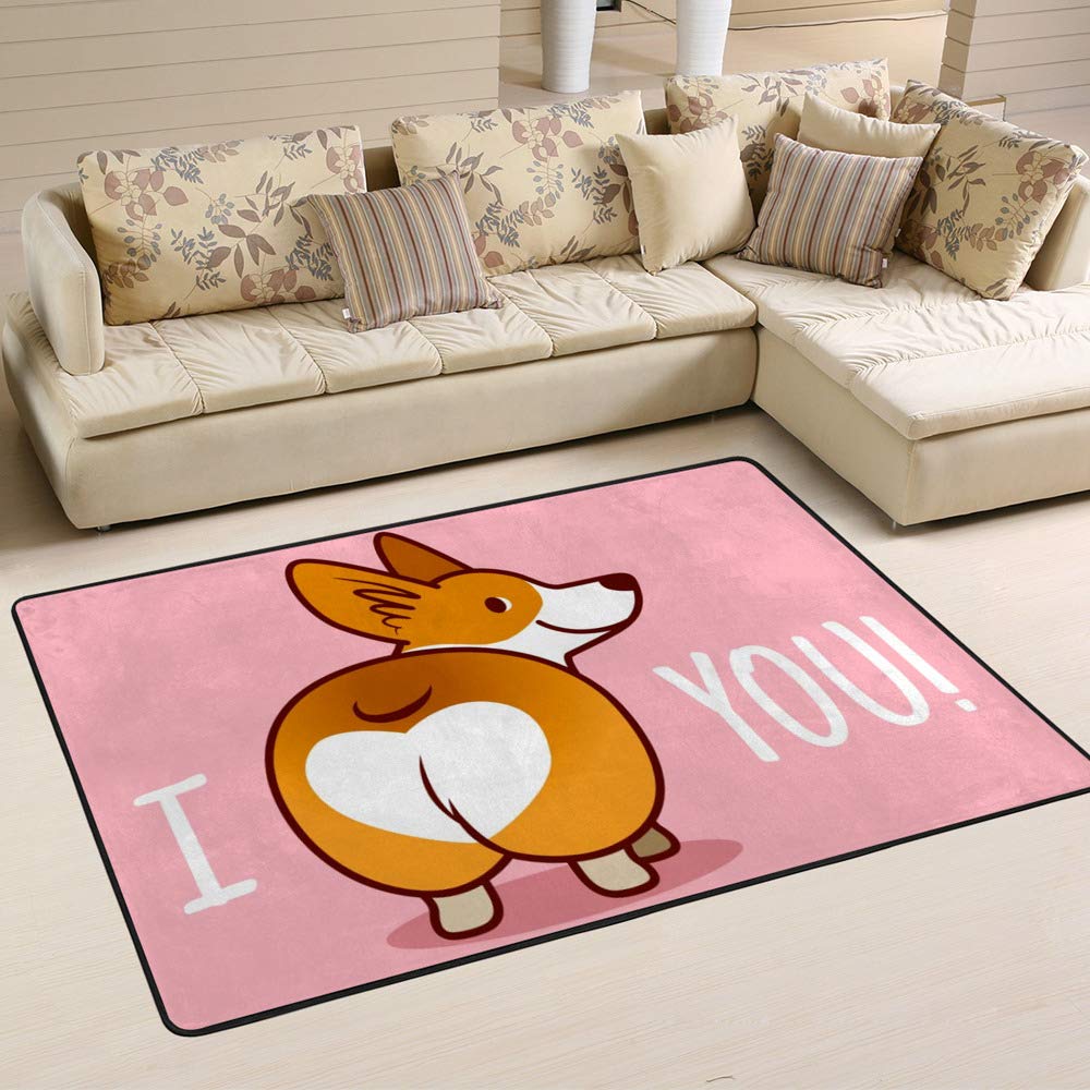 Tapis mignon corgi Ruchen grand format 80x58 inch durable pour chambre