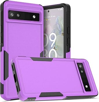 حافظة لـ Google Pixel 6A 5G ، حافظة هاتف ركاب [الصف العسكري] 2 في 1 واقي متين مقاوم للصدمات ، غطاء للخدمة الشاقة لـ Pixel 6A 5G Purple بدون واقي شاشة مدمج