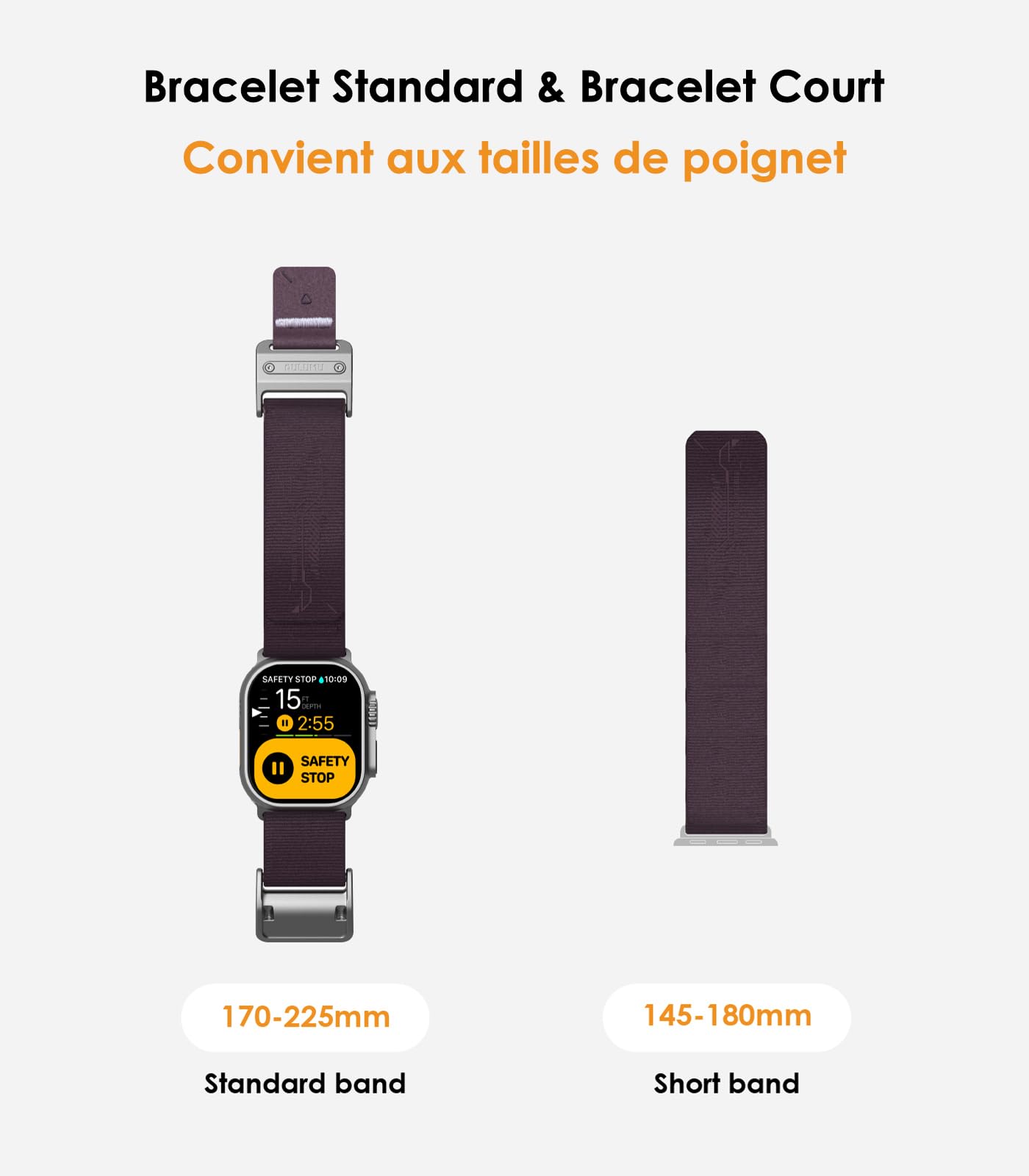 Aulumu Bracelet fin à boucle magnétique A11 conçu pour Apple Watch | Libération rapide de la mémoire | Tresse en nylon velours | Fermoir magnétique en acier inoxydable – Violet nuit