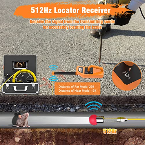 Anysun Sewer Camera With Locator, Pipe Camera With 512Hz Sonde Transmitter And Receiver, Ip68 Waterproof Industrial Plumbing Endoscope Drain Snake Cam With 7" Lcd Monitor, 8G Sd Card (100Ft/30M Cable) #TOP1