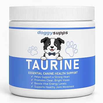 Doggy Supps Taurine, Doggy Supps Taurine Powder for Dogs, Unflavored, Easy-to-Mix Daily Supplement, Immune Support, Skin & Coat Health for Heart, Vision & Daily Wellness, 200 Grams 1