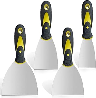 4 Pack Putty Knife Scraper, 2" 3" 4" 5" Putty Knife Set, Stainless Steel Putty Knife Scraper, Wallpaper Scraper Paint Scraper Tool for Spreading Drywall Spackle & Mud, Taping, Scraping Paint