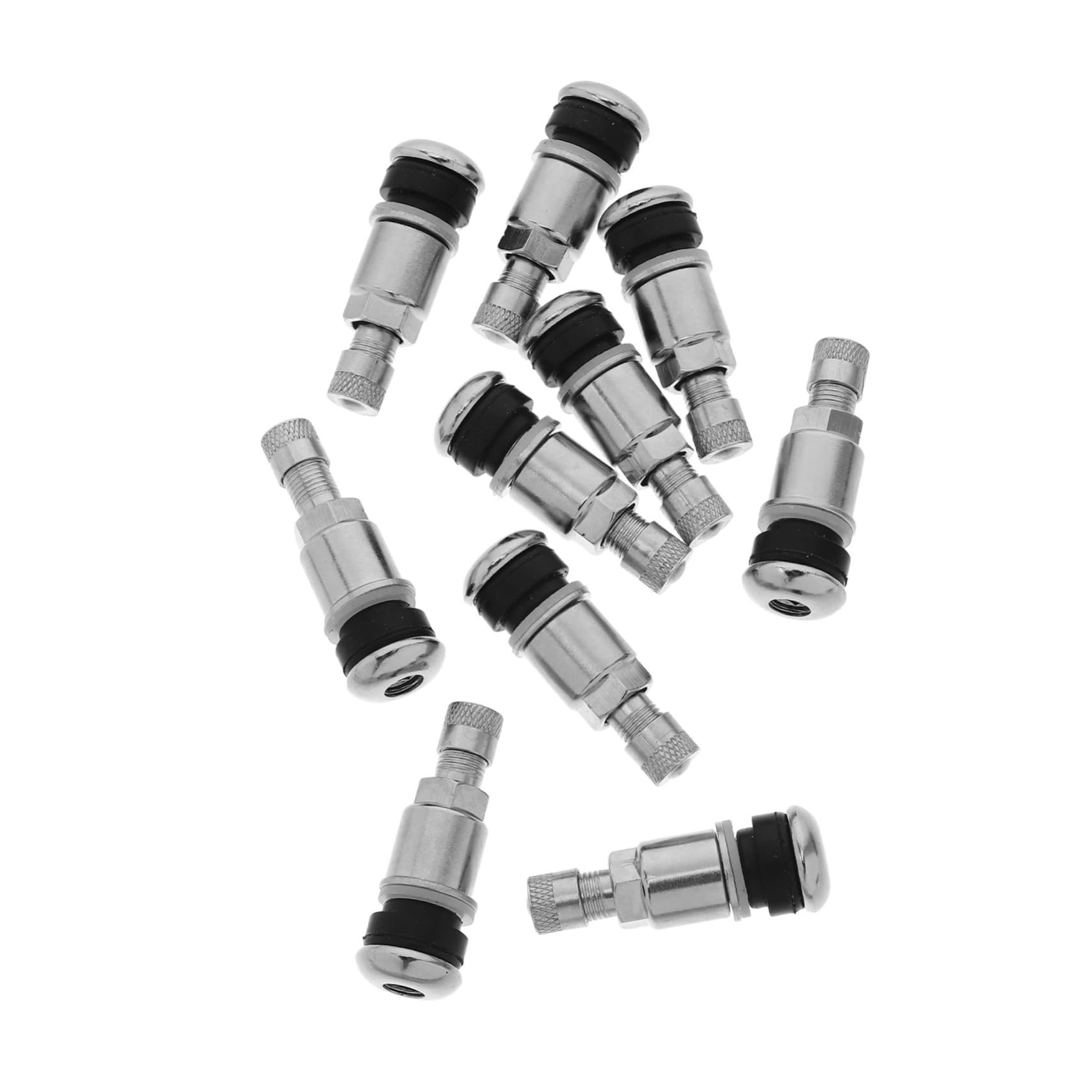 ULTECHNOVO 10 Pezzi Valvole per Pneumatici in Acciaio 45 Facile da Installare e Efficiente per Trailer e Pneumatici Tappo Antipolvere Argento