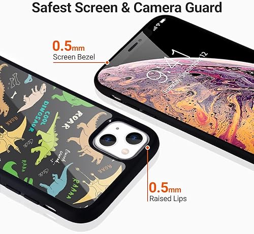 Miniatura 4 de Idocolors Funda protectora duradera de dinosaurio compatible con iPhone 13, a prueba de golpes, de poliuretano termoplástico suave, resistente a los
