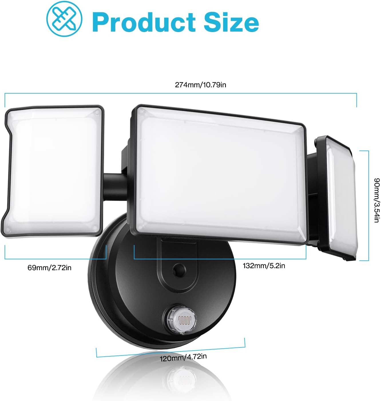 Olafus 2 Pack 60W Flood Lights Dusk to Dawn Outdoor Lighting, IP65 Waterproof LED Security Light with Photocell, 6000LM Dusk Dawn Outside Light, 6500K Exterior Floodlight for Yard Garden Black