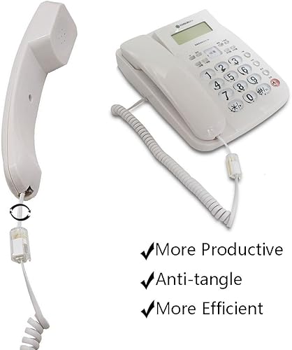 Miniatura 5 de Uvital Desenredador de cable de teléfono para teléfono, 1 paquete de cable de teléfono de 10 pies sin enrollar (1.2 pies en espiral) y 1 paquete de